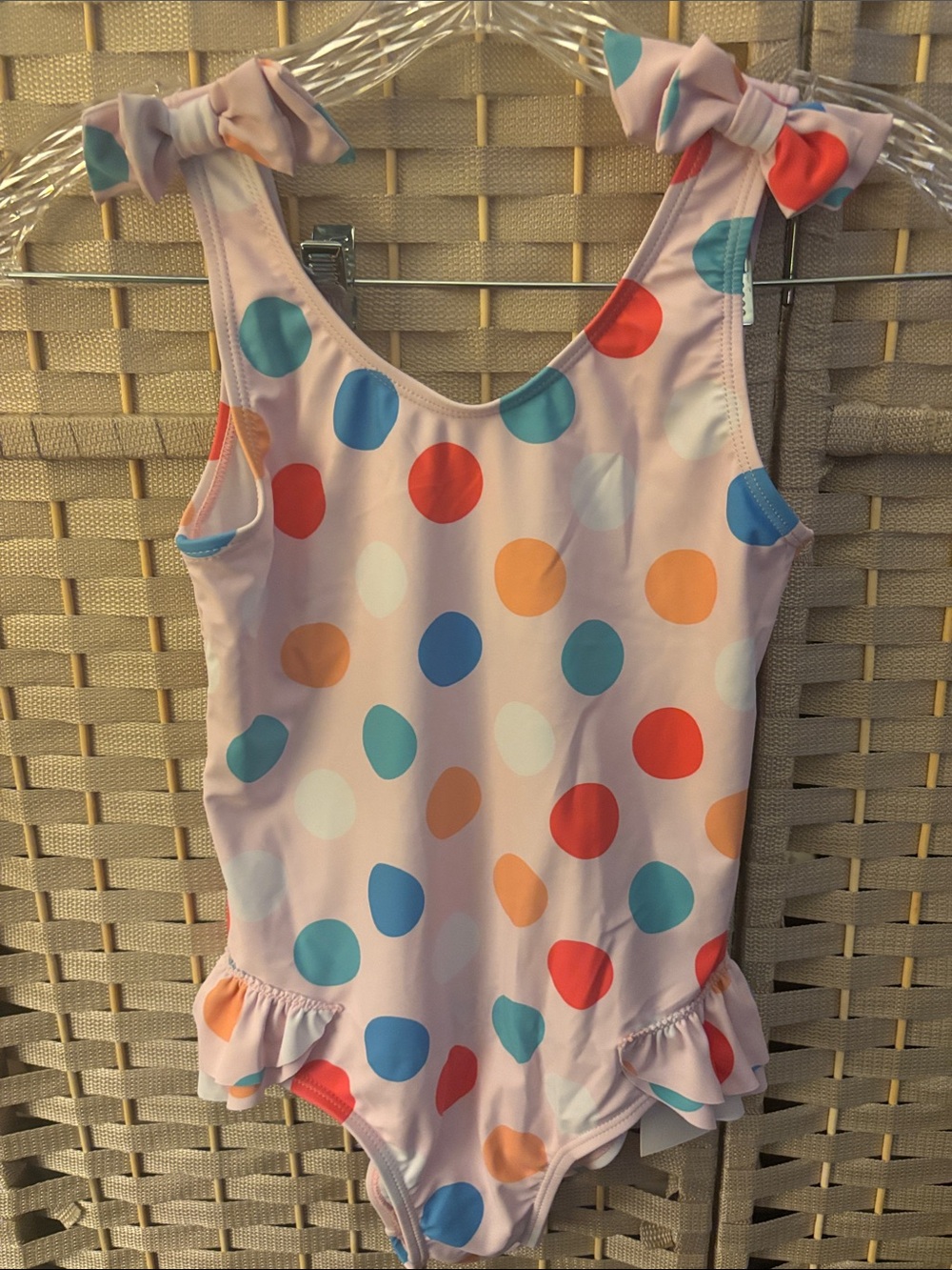 Girls' Pink Polka Dot Ruffle One-Piece Swimsuit